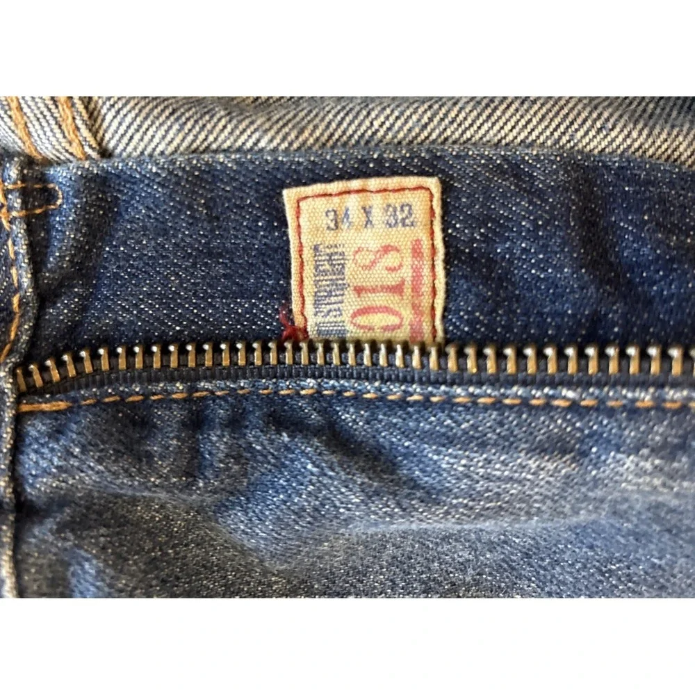 Polo Ralph Lauren 381 Mens 34x32 Dark Blue Jeans Distress Cotton Denim Nice Fade